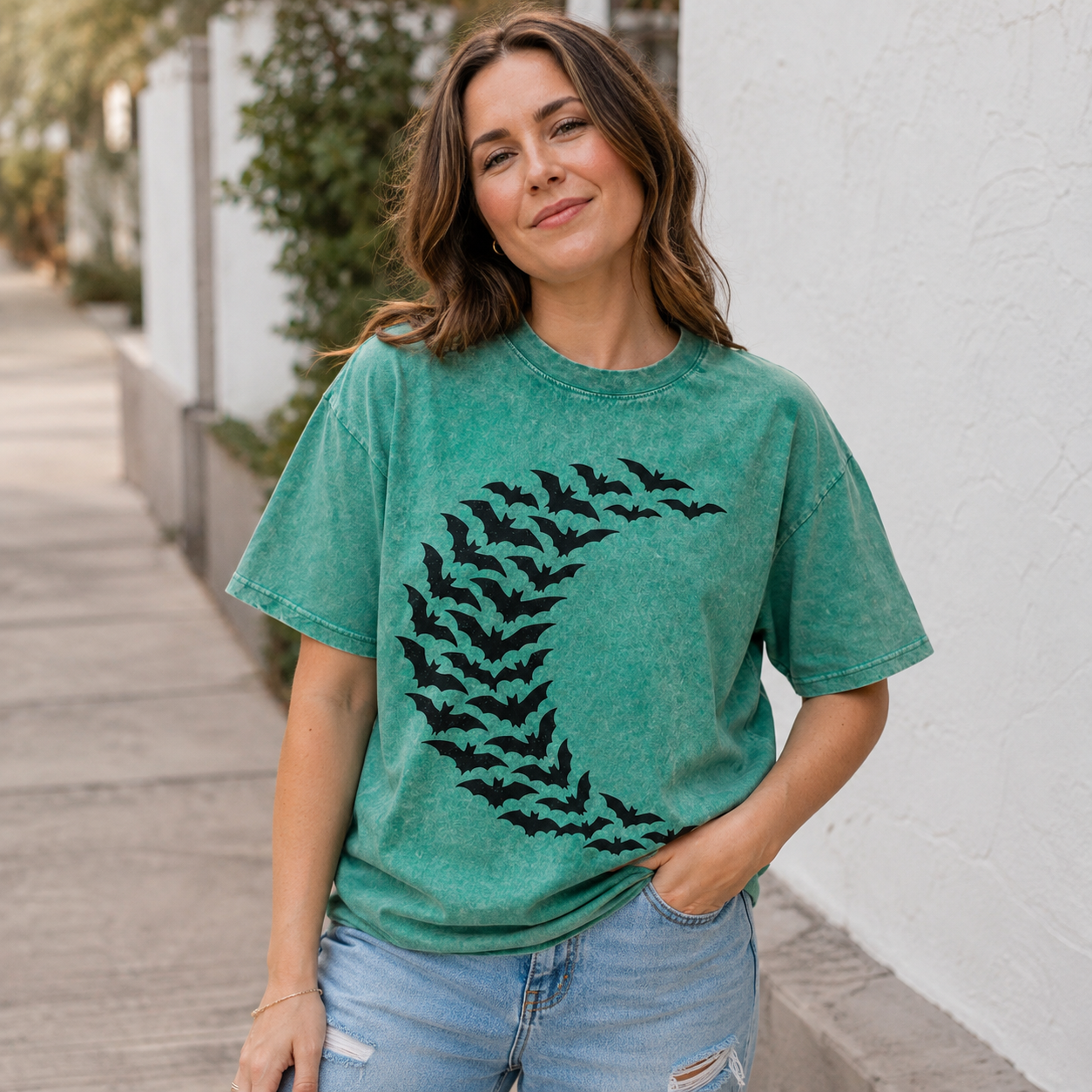 Moon Made of Bats Washed T-Shirt