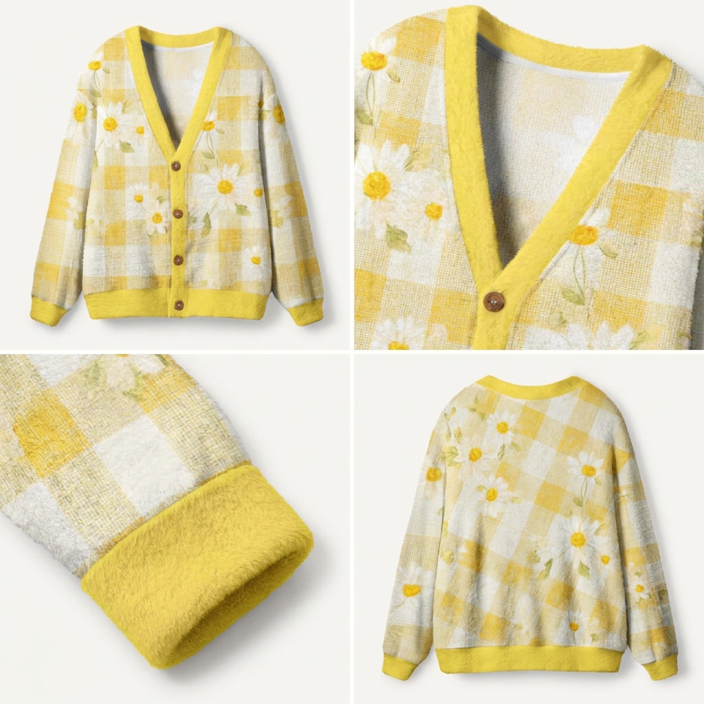 Daisies on the Picnic Table Ugly Cardigan Sweaters