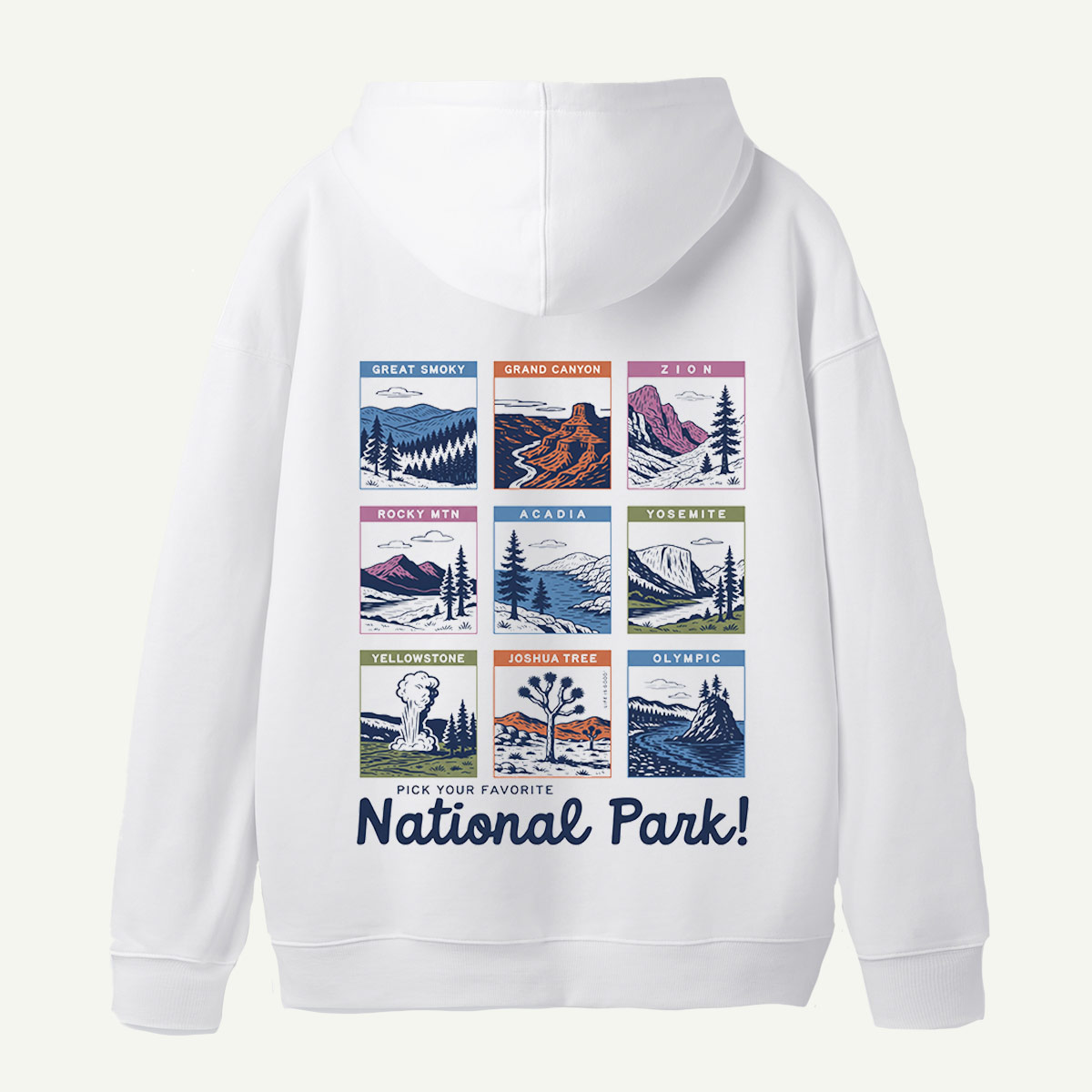 National Park Scenic Poster Collection Back Printed Hoodie
