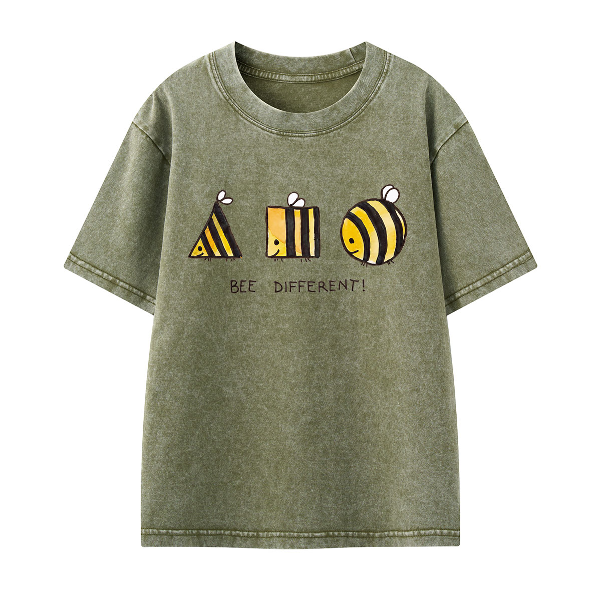 Bee Different Cute Bumblebee Kids Washed T-Shirt