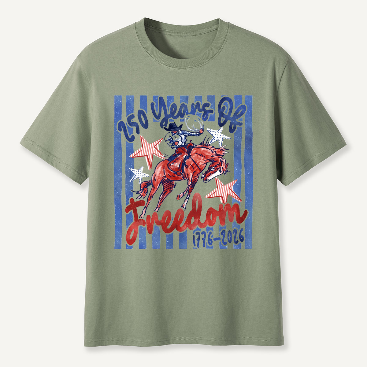 Retro Patriotic Cowboy Horse Riding Freedom T-Shirt