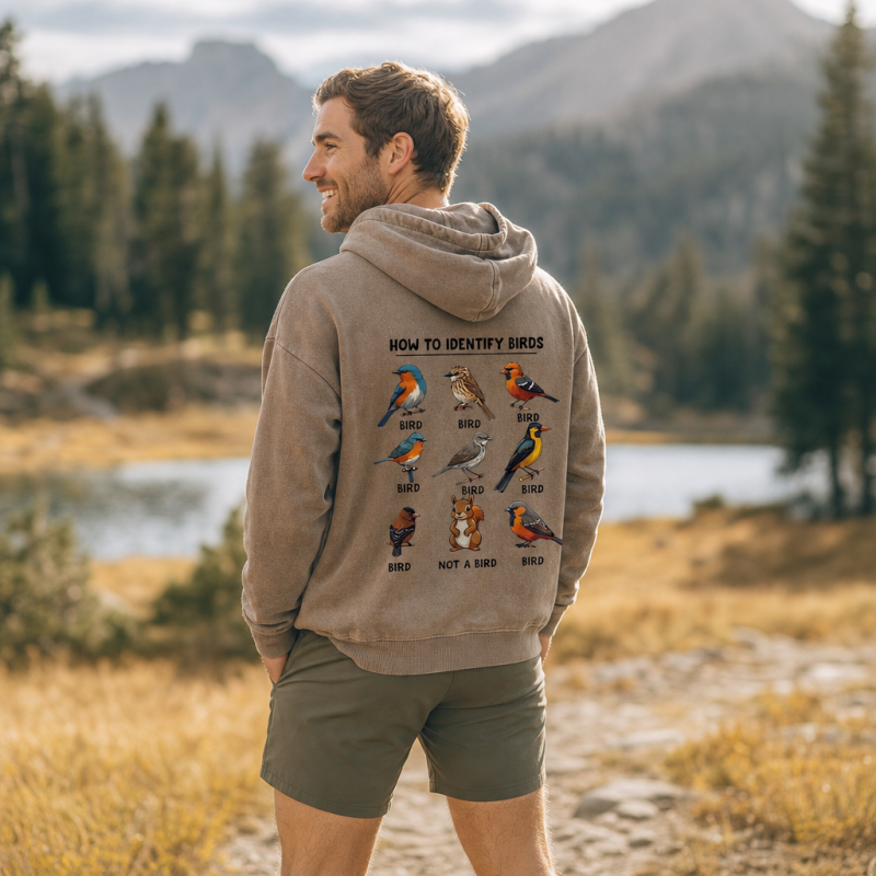 Funny Bird How to Identify Birds Washed Hoodie