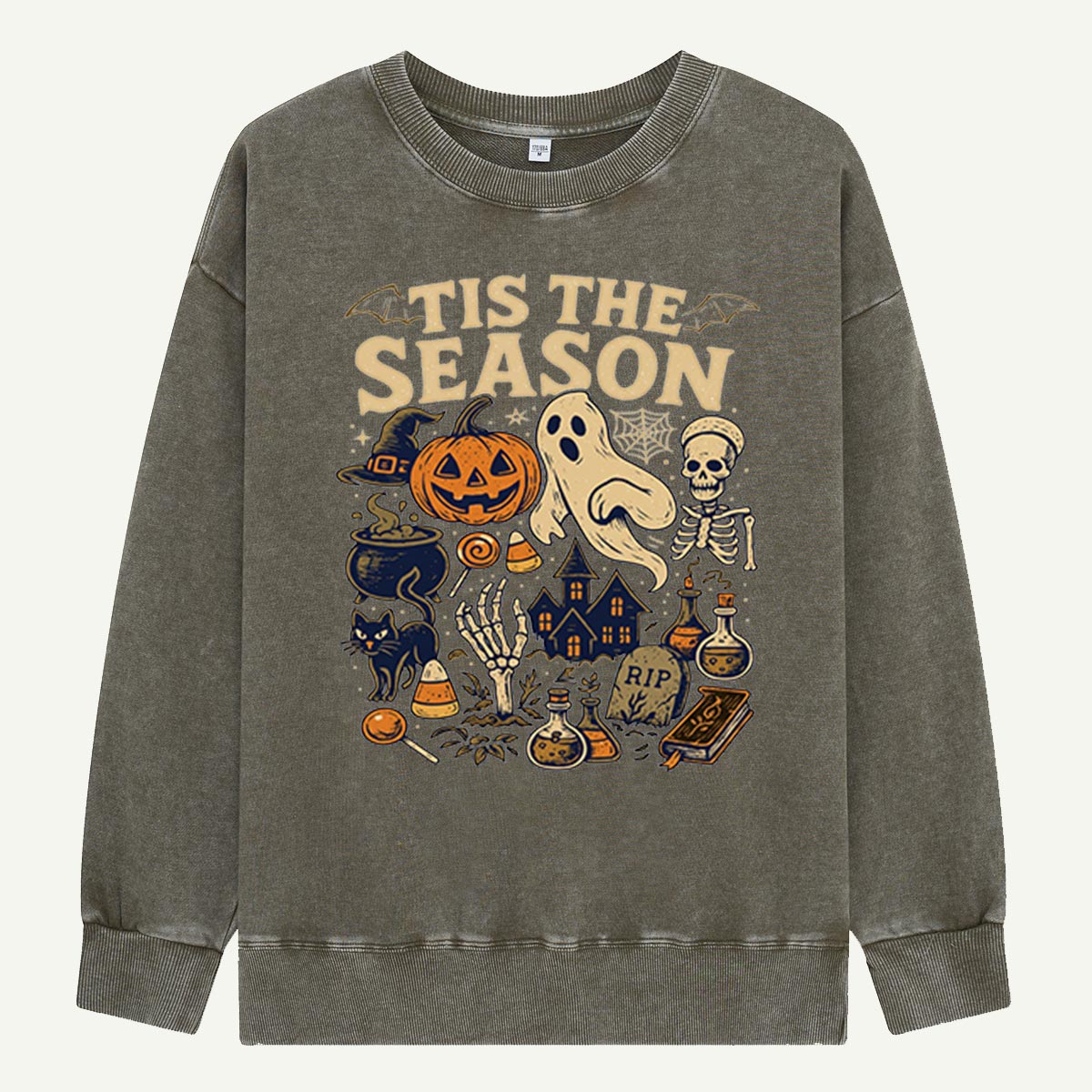 Tis The Season Halloween Icons Washed Sweatshirts