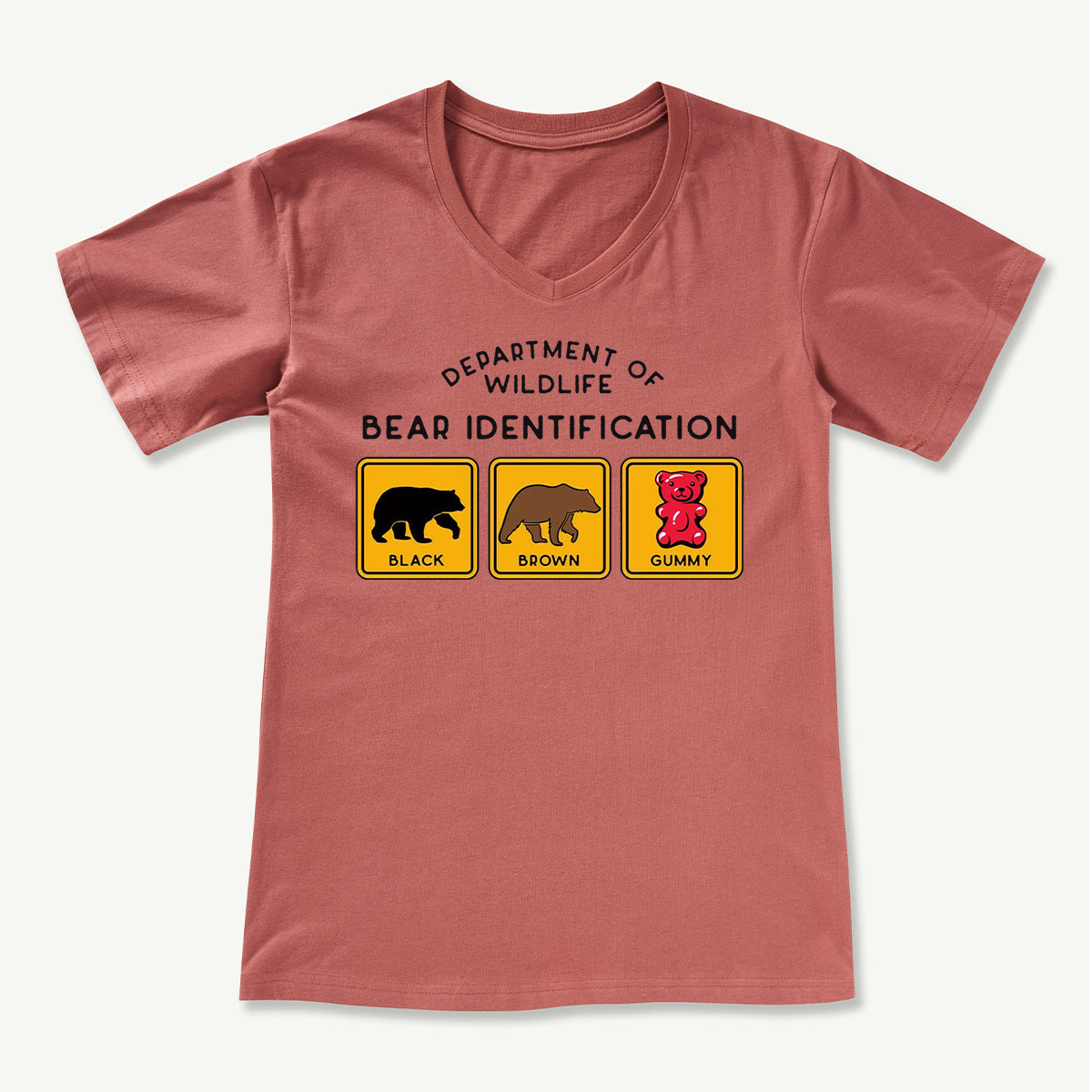 Bear Tee Cotton Classic V-neck T-Shirt