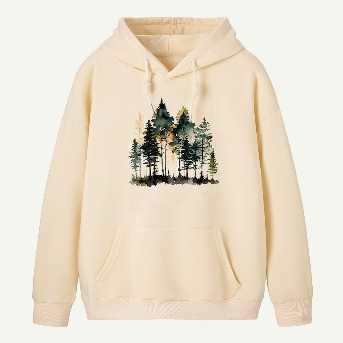 Watercolor Pine Forest Landscape Hoodie