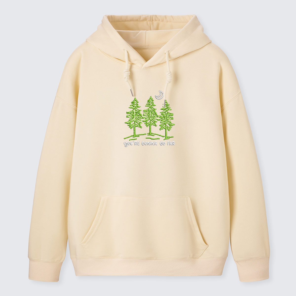 Three Trees Nature Quote Embroidered Cotton Hoodie