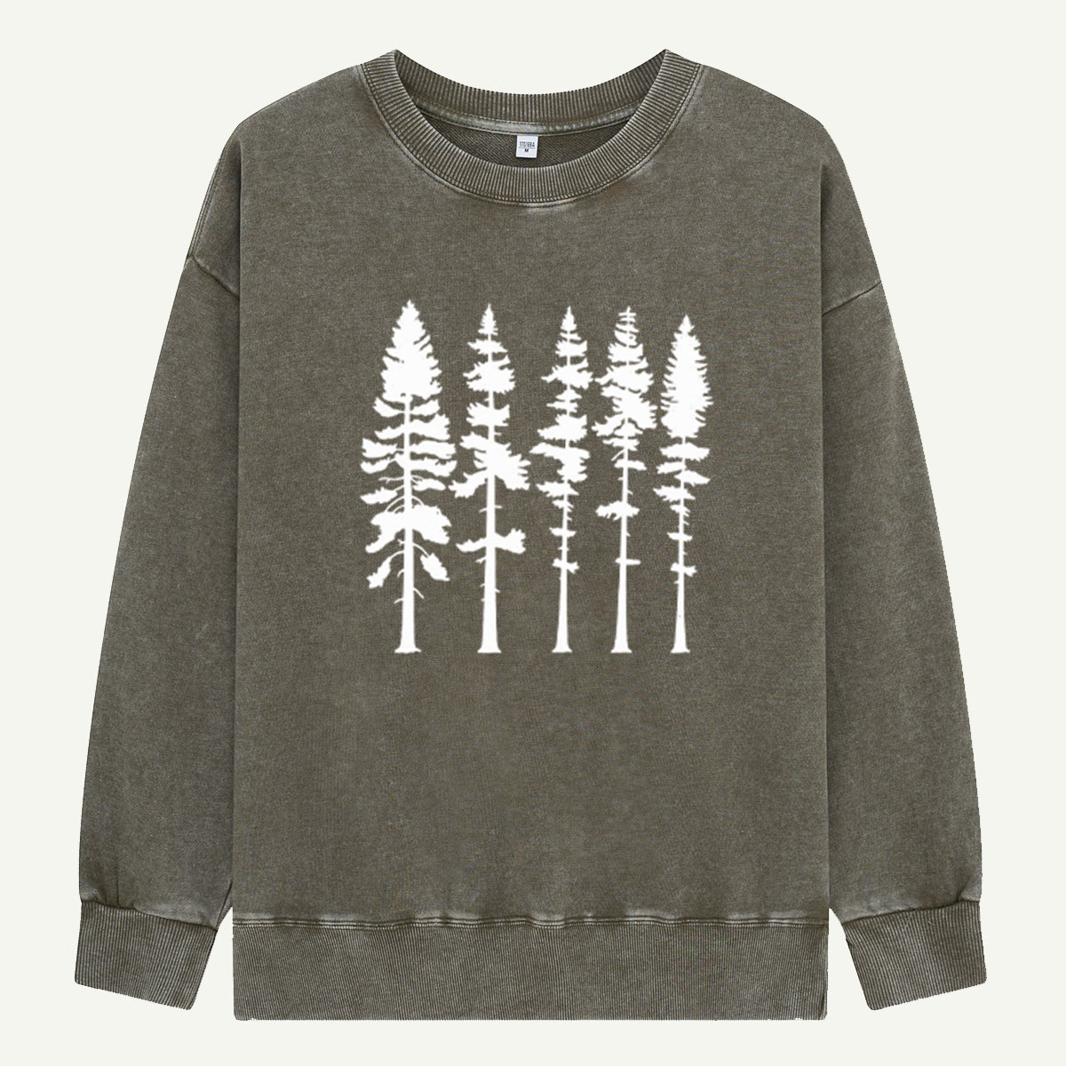 White Pine Forest Nature Silhouette Washed Sweatshirts