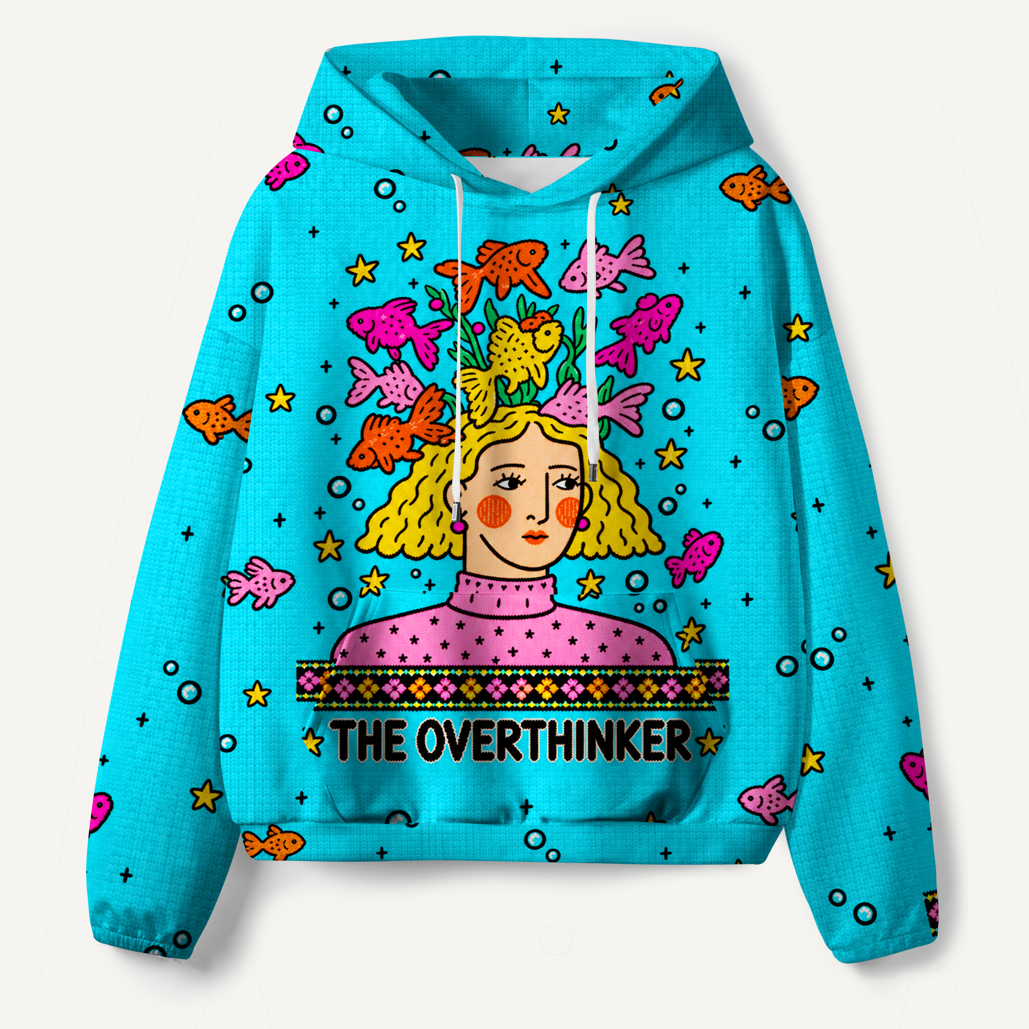 The Overthinker Floral Mind Portrait All-over Printed Hoodie