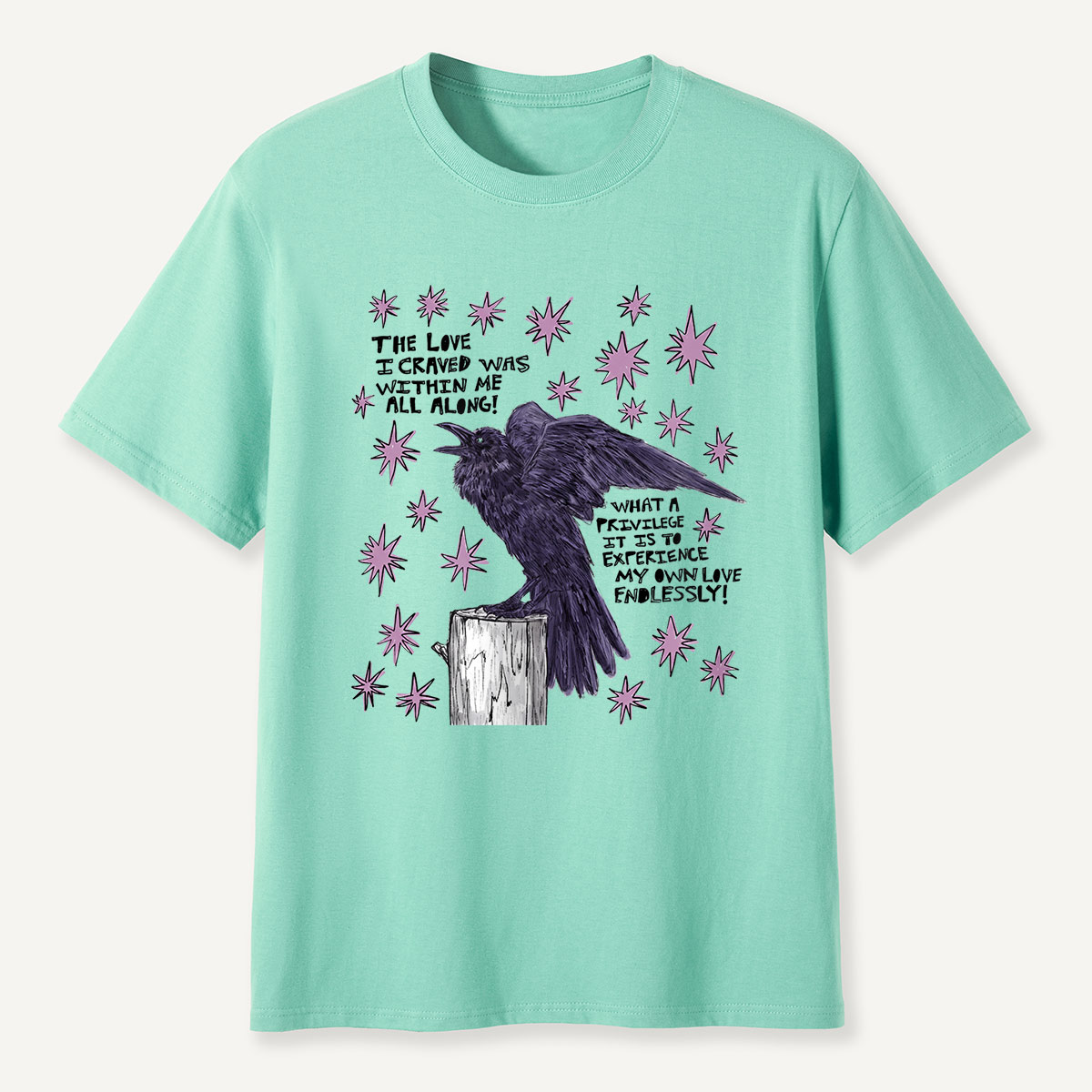 Cosmic Crow Self‑Love Quote T-Shirt