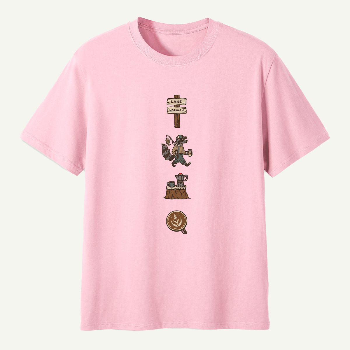 Lake Norman Raccoon Fishing And Coffee T-Shirt