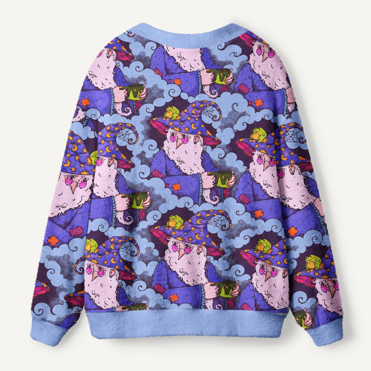Witch Owl And Frog With Starry Hat Magical Night Fantasy Ugly Cardigan Sweaters