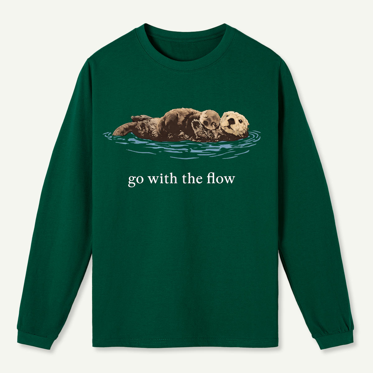 Go With The Flow Sea Otter Wildlife Nature Long Sleeve T-Shirt
