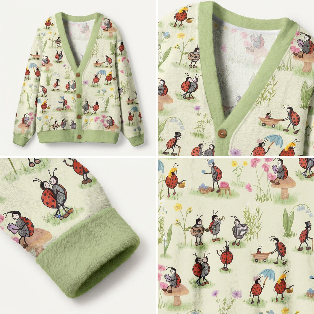 Ladybug and Flower Premium Ugly Cardigan Sweaters