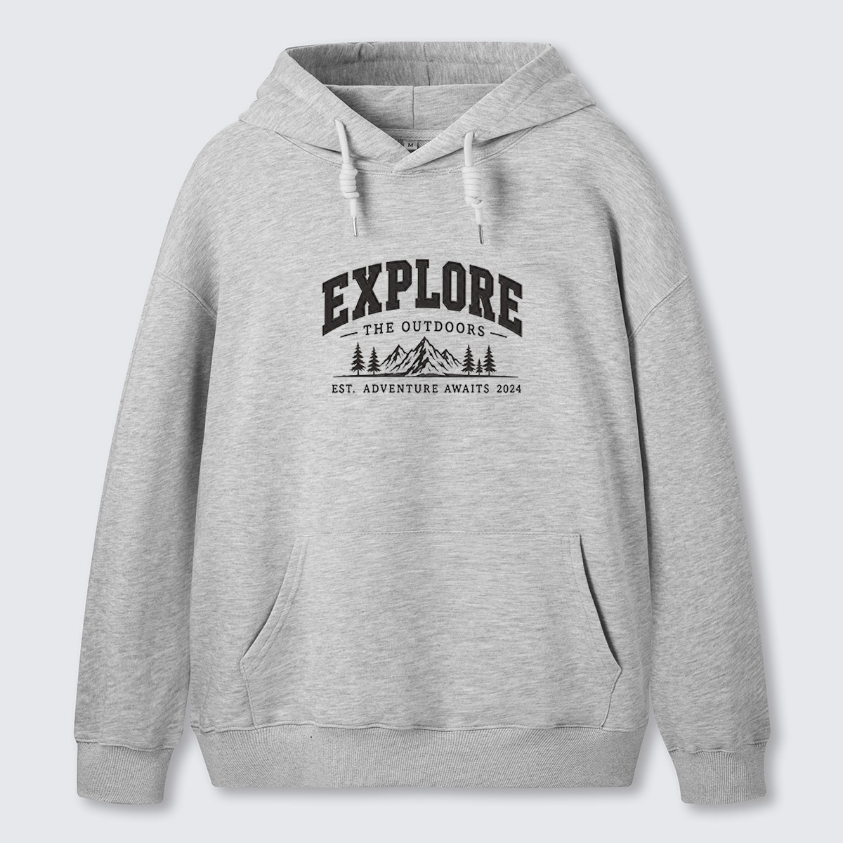 Explore More Mountains Embroidered Cotton Hoodie