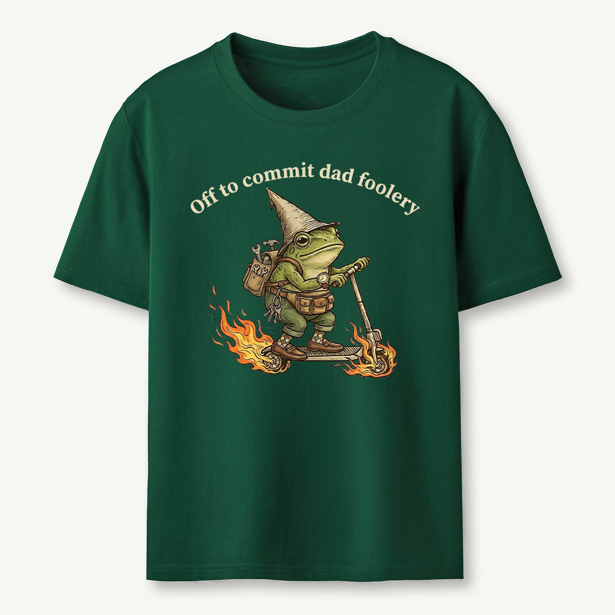 Dad Foolery Frog on Fire Scooter T-Shirt