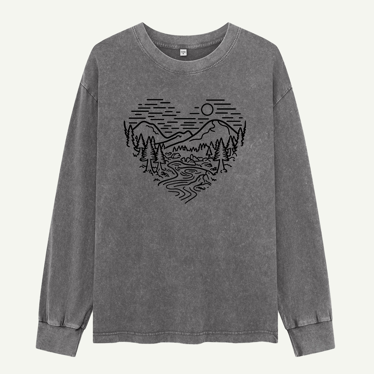 Follow the River to the Mountains Washed Long Sleeves