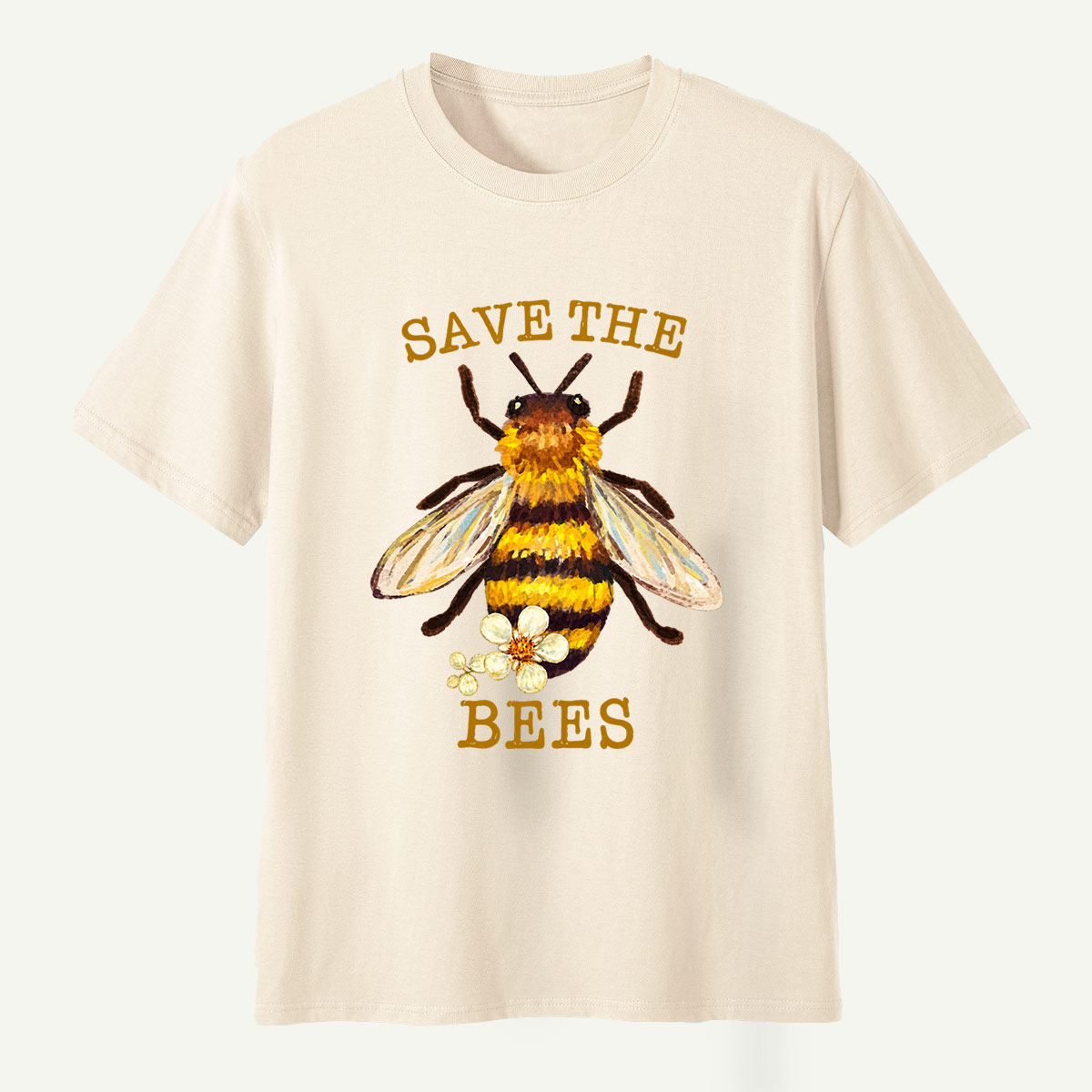 Save The Bees Watercolor Bee Floral Illustration T-Shirt