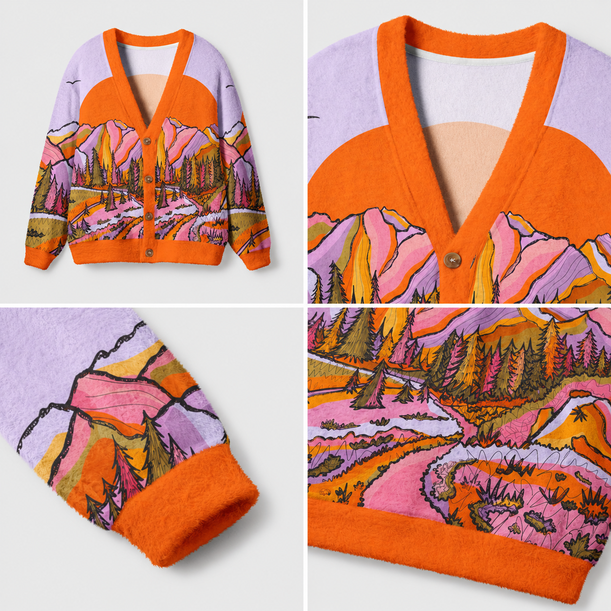 Sunset Peaks in Color Ugly Cardigan Sweaters