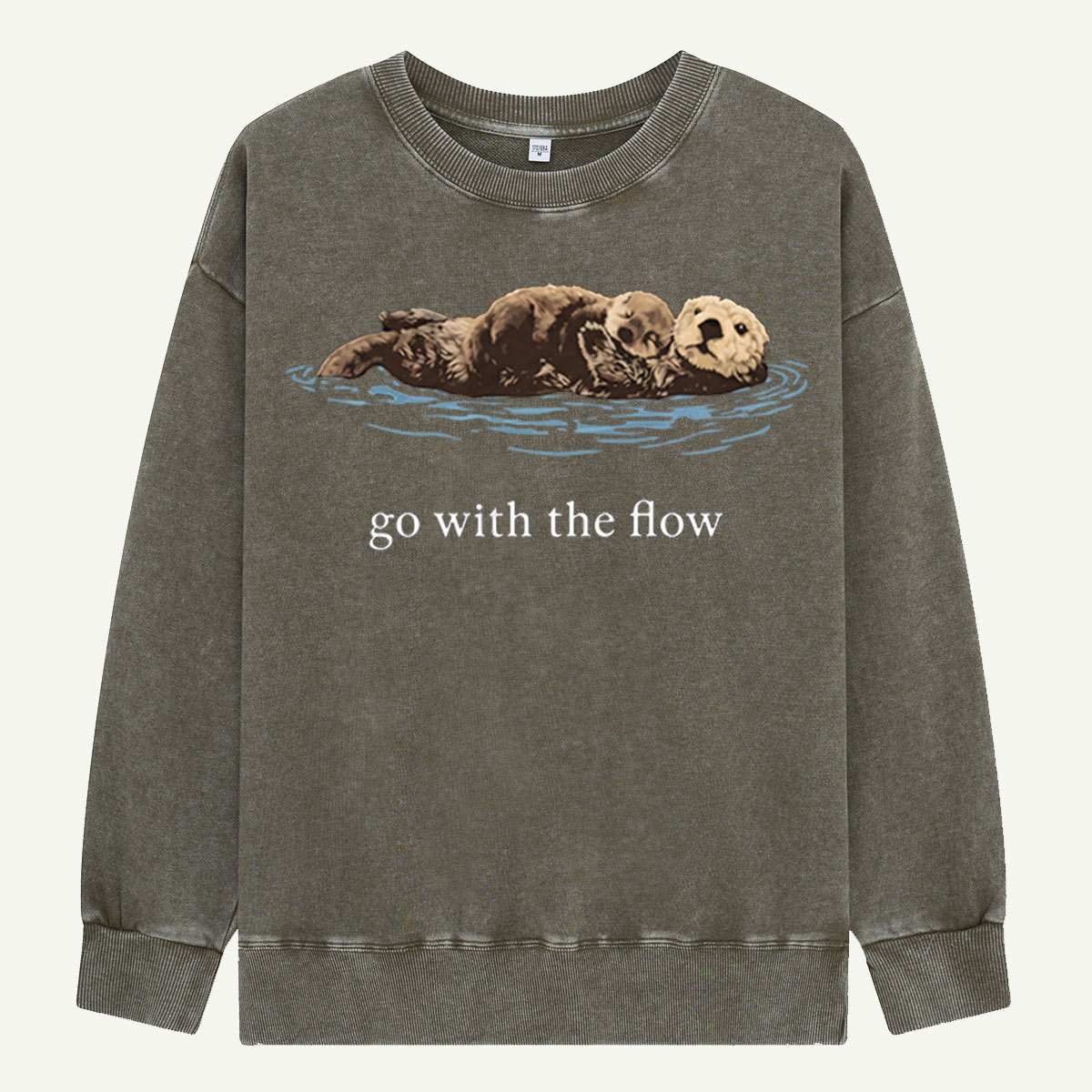 Go With The Flow Sea Otter Wildlife Nature Washed Sweatshirts