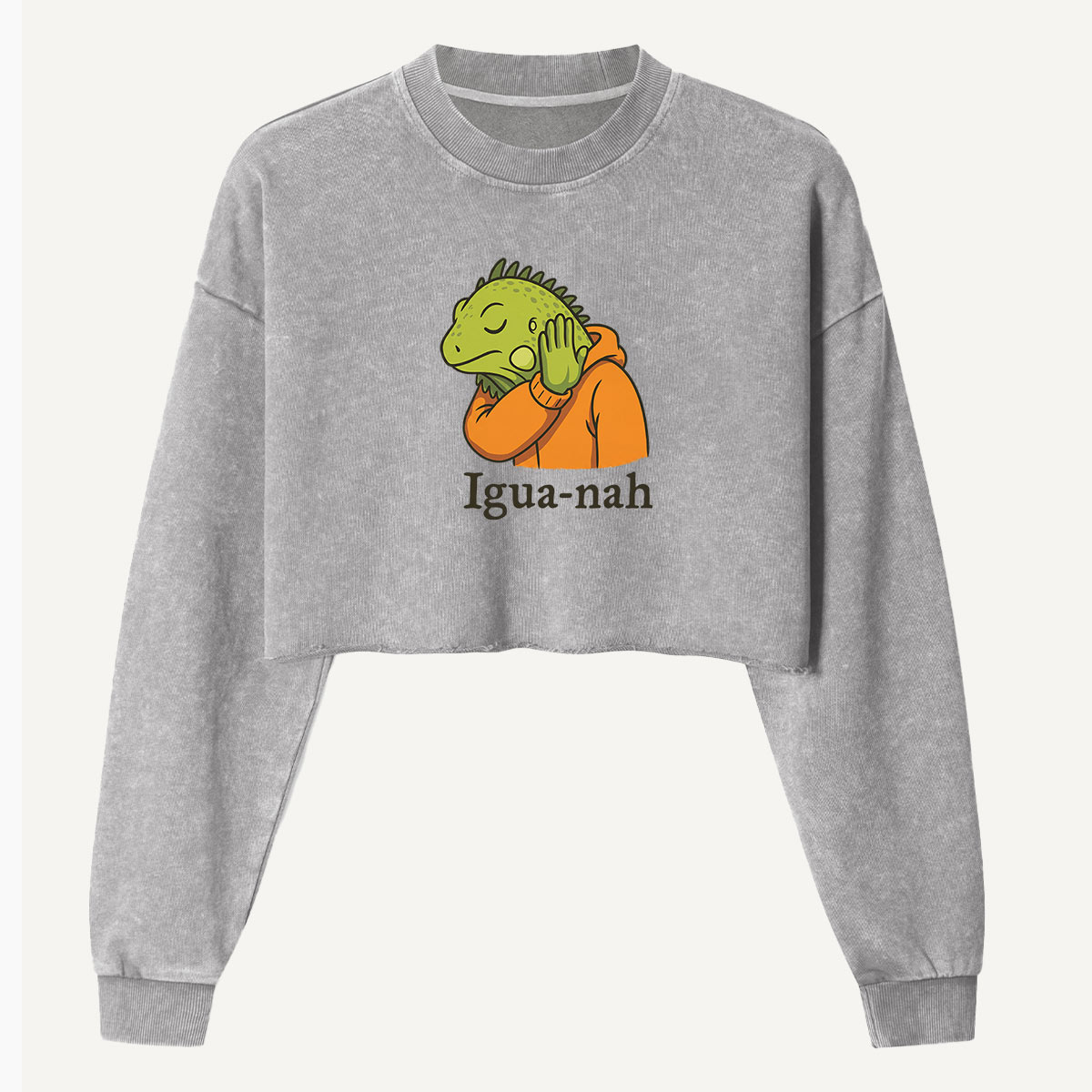 Igua Nah Iguana Reaction Women's Washed Cropped Sweatshirt