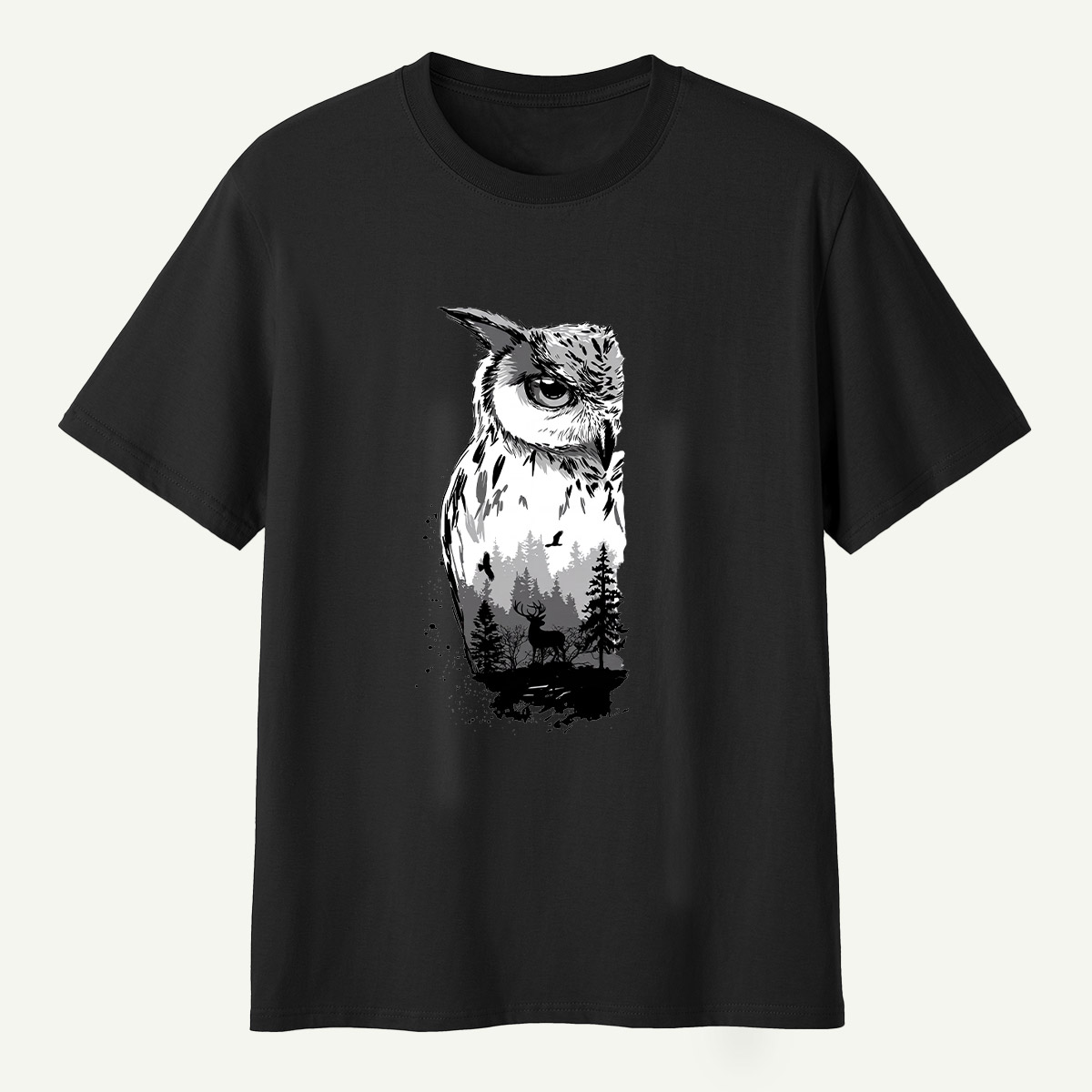 Woodland Owl Ink Portrait T-Shirt
