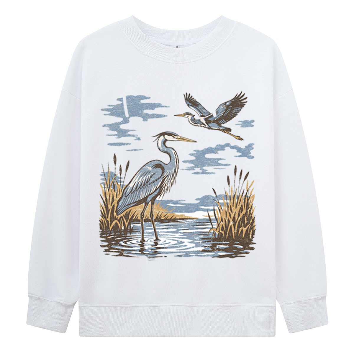 Vintage Heron Wetland Bird Nature Sweatshirts