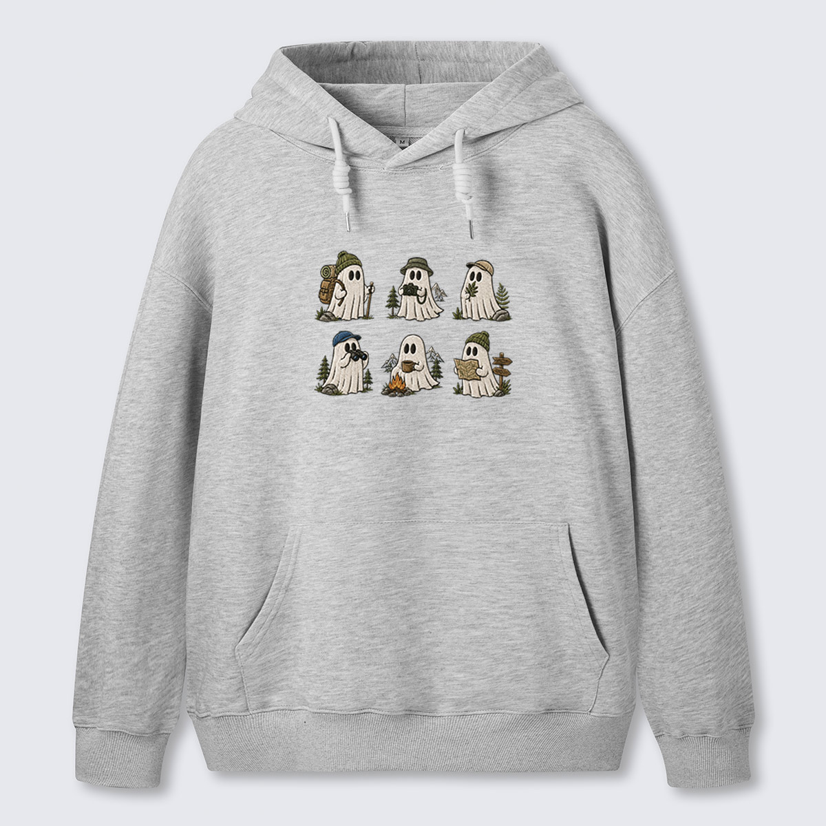 Costumed Ghosts Embroidered Cotton Hoodie