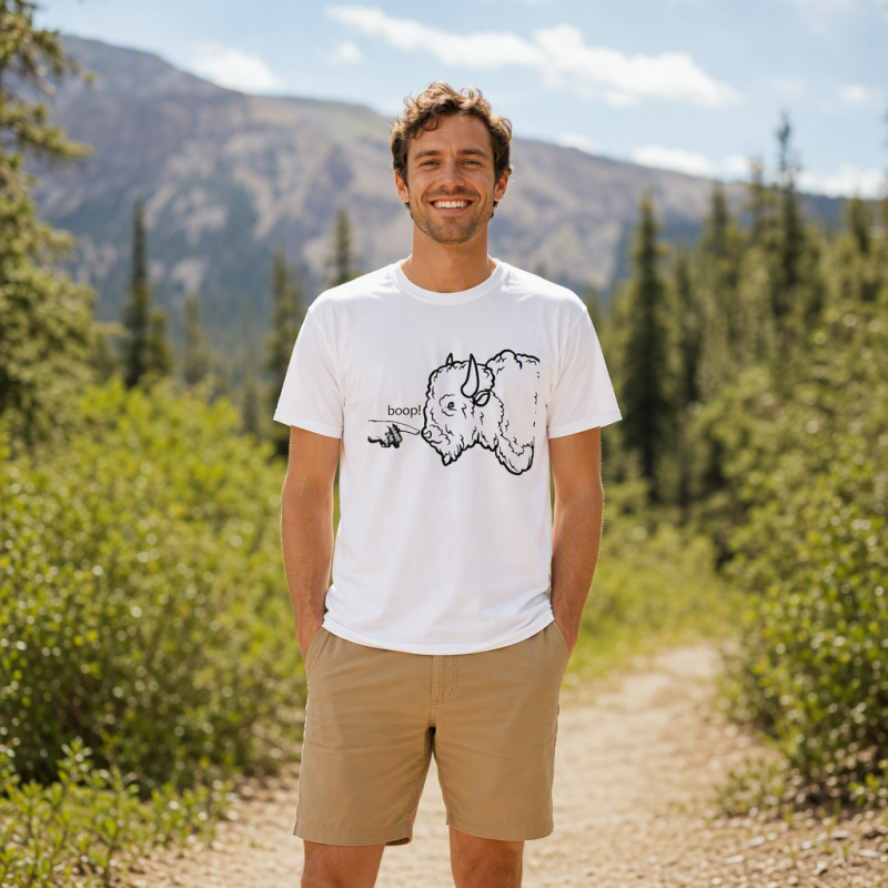 Boop the Bison Funny Line Art T-Shirt