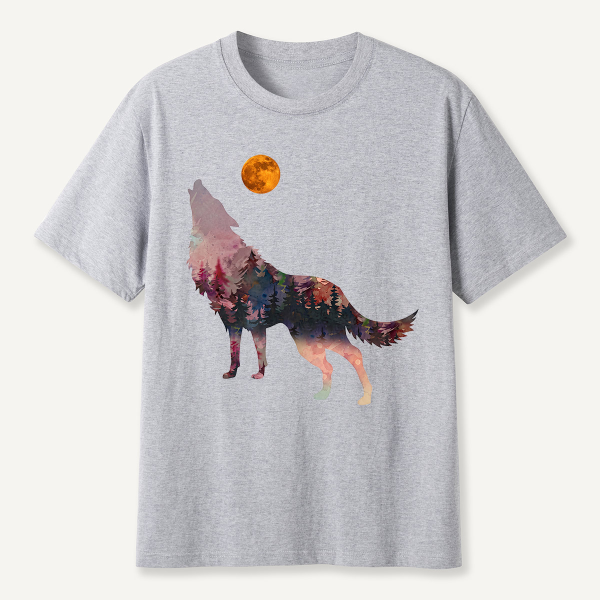 Howling Wolf Double Exposure Forest T-Shirt