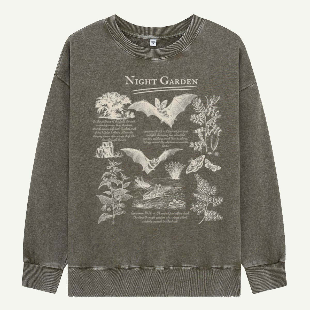 Night Garden Bats and Plants Washed Sweatshirts
