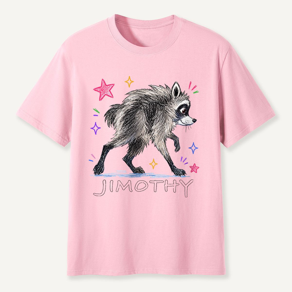 Jimothy Colorful Stars Playful Raccoon  T-Shirt