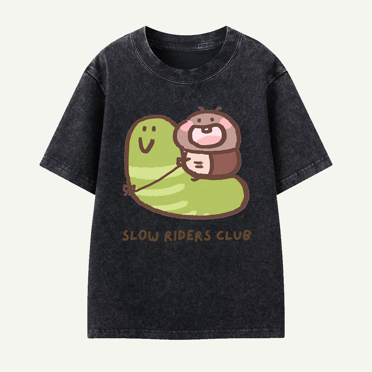 Slow Riders Club Snail Ride Kids Washed T-Shirt