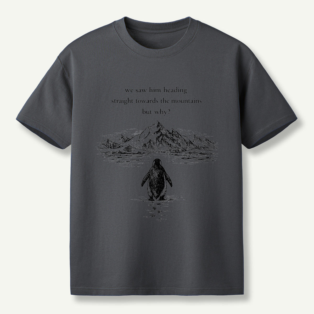Penguin Heading Straight Towards The Mountains But Why T-Shirt