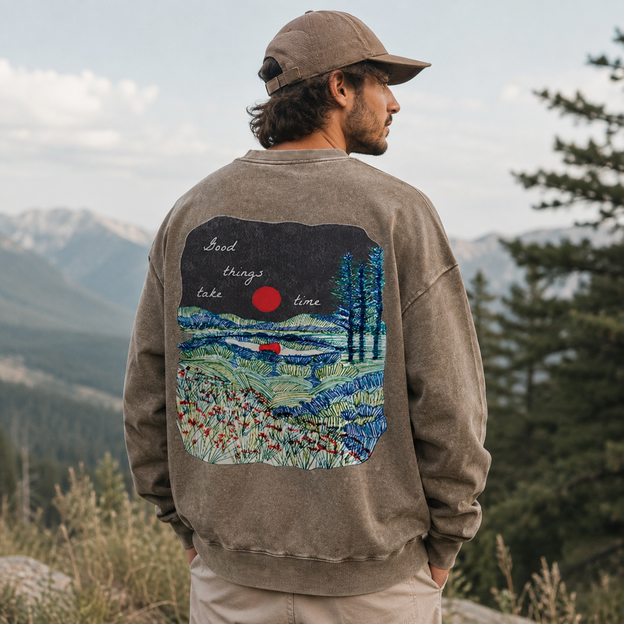 Good Things Take Time by the Water Washed Sweatshirts