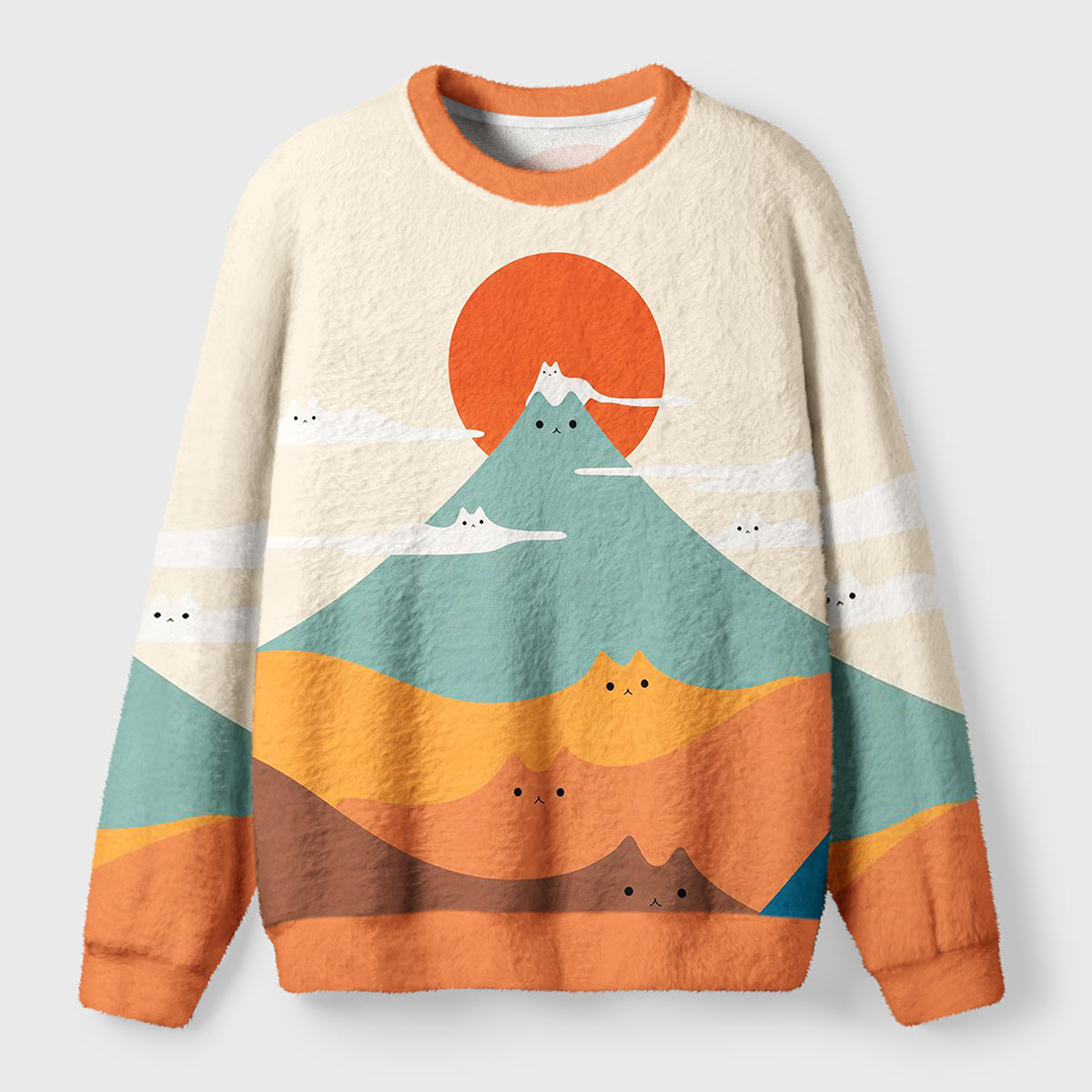 Peak-a-Boo Mountain Parade Ugly Fuzzy Fleece Sweatshirt