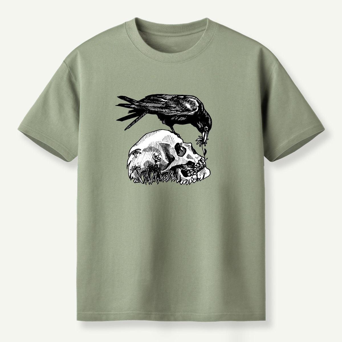 Raven Perched On Skull T-Shirt