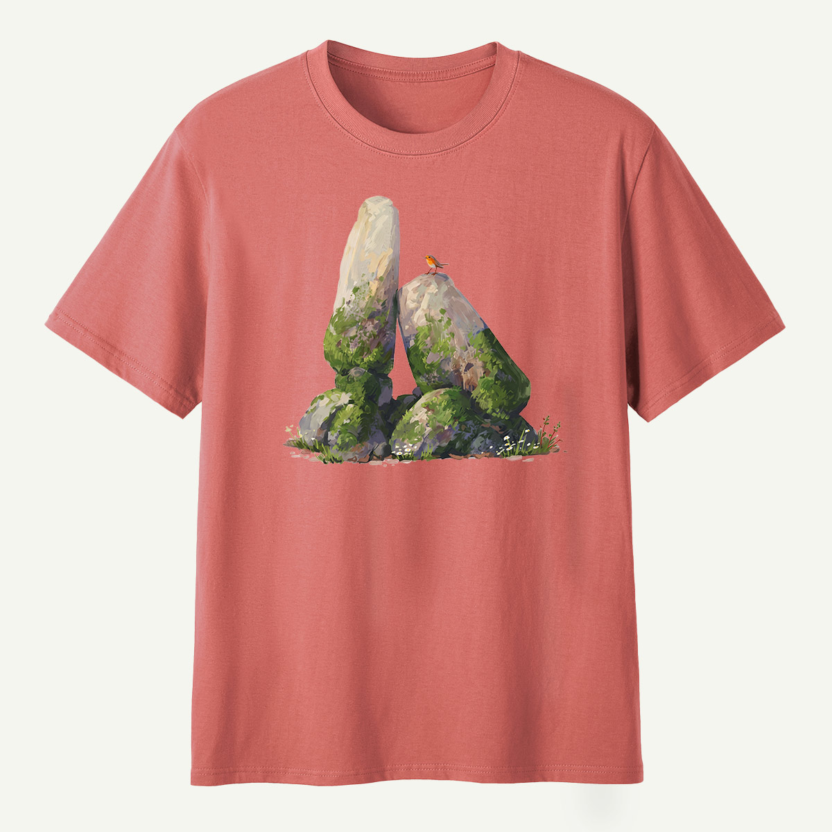 Mossy Standing Stones Woodland Scene T-Shirt