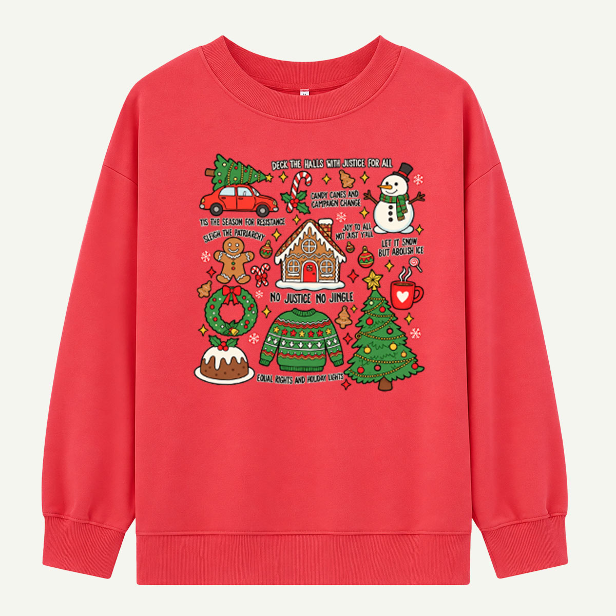No Justice No Jolly Christmas Resistance Typography Collage Sweatshirts