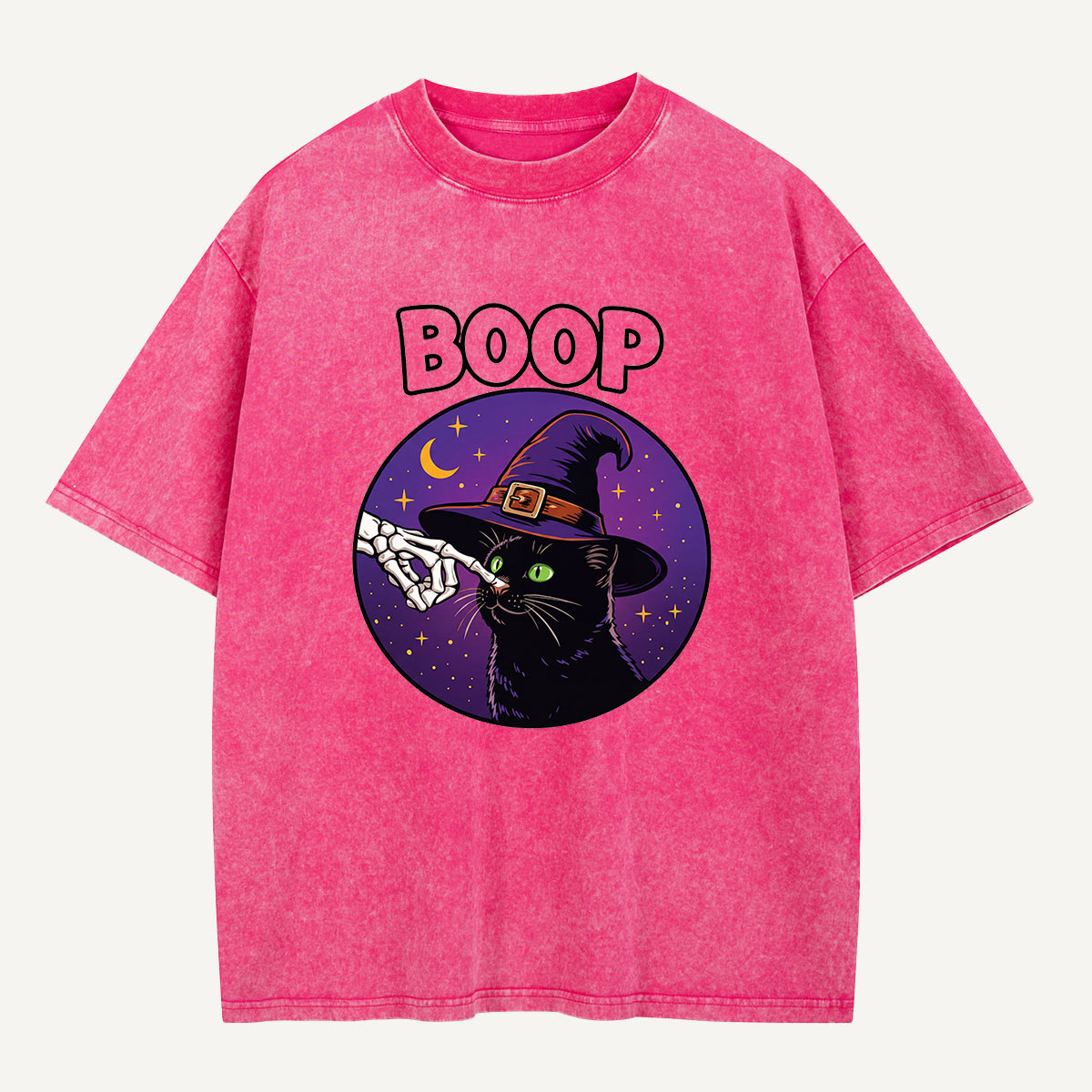 Witch Cat Gets the Boop Washed T-Shirt