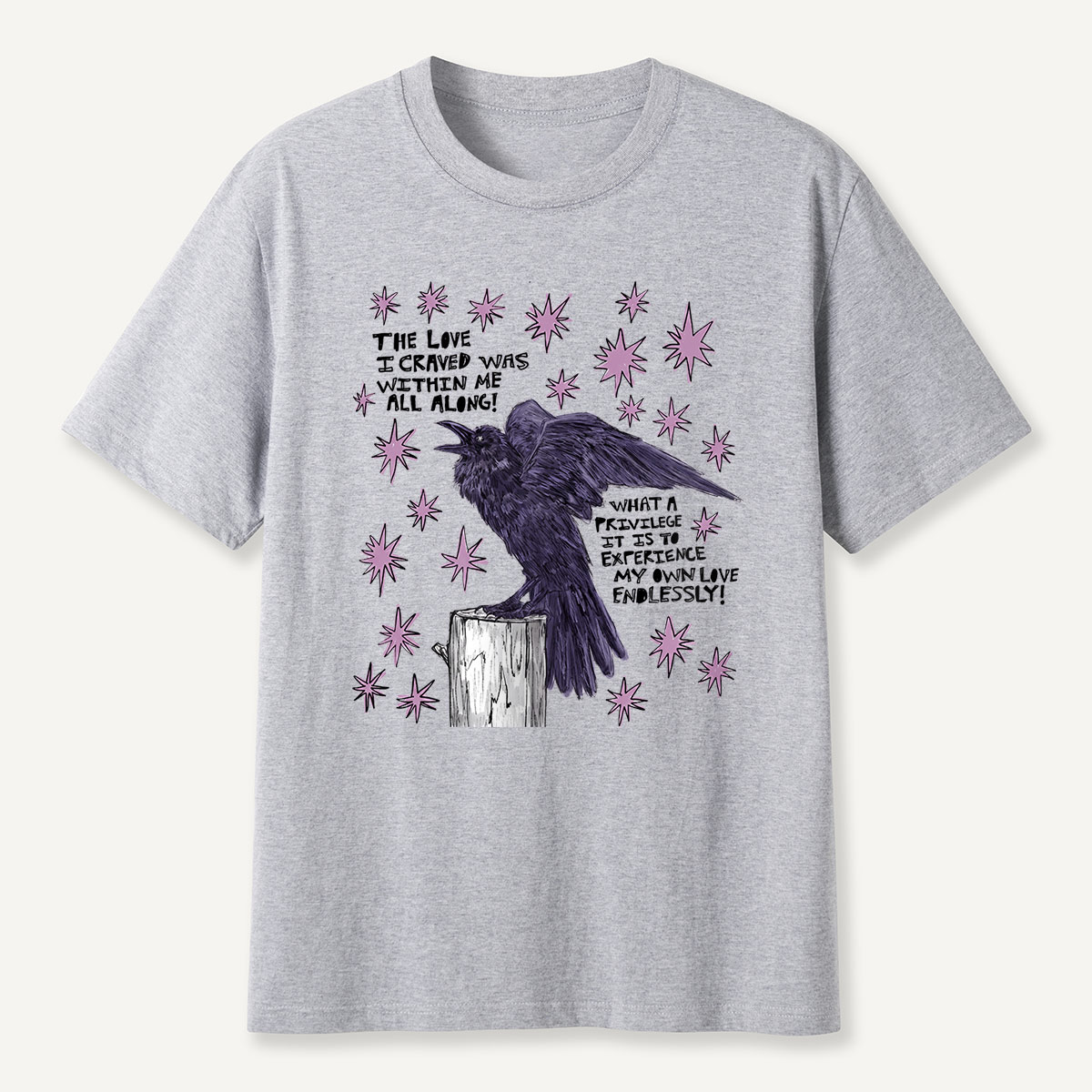 Cosmic Crow Self‑Love Quote T-Shirt