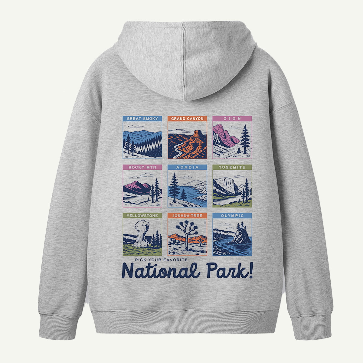 National Park Scenic Poster Collection Back Printed Hoodie