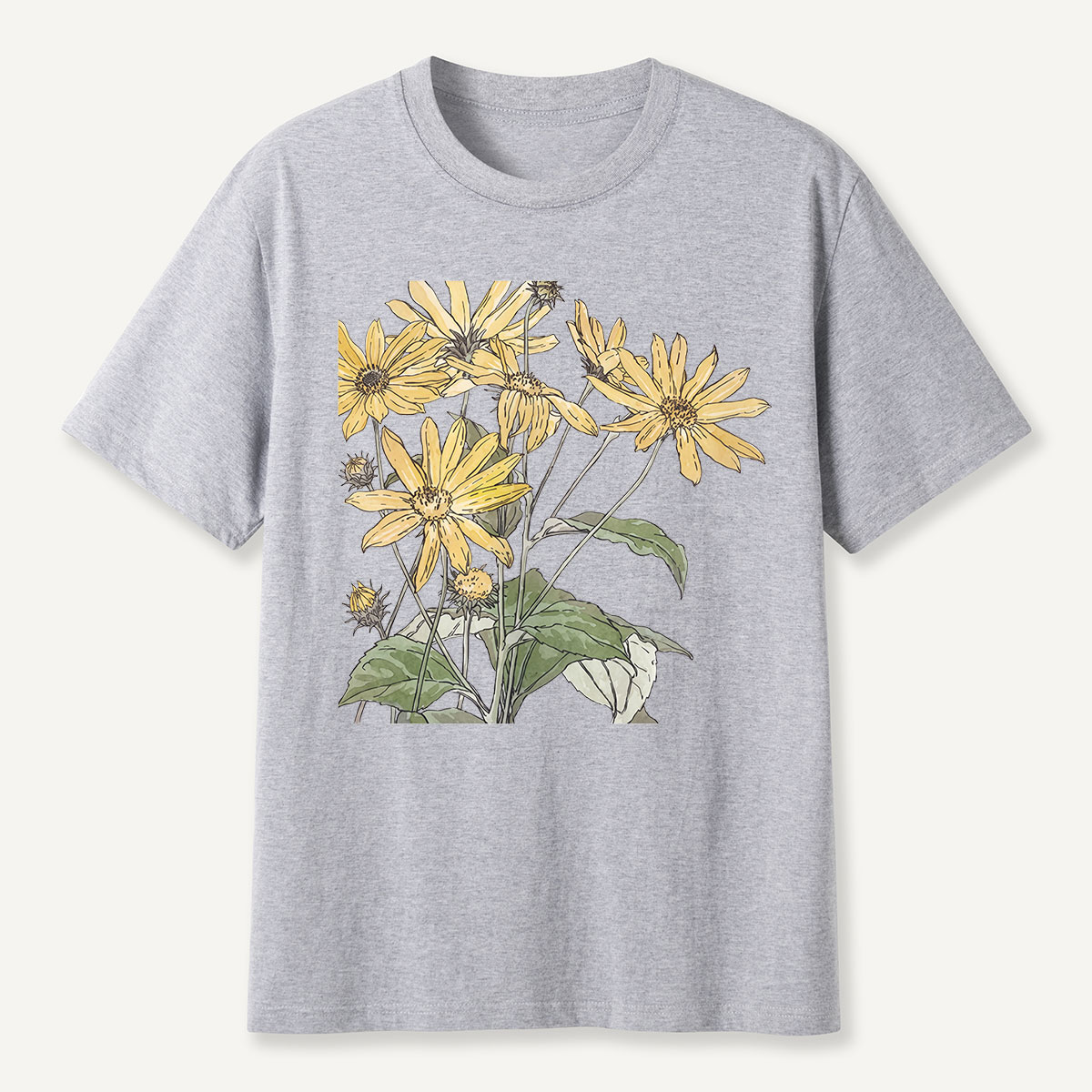 Yellow Wildflowers Botanical Illustration T-Shirt