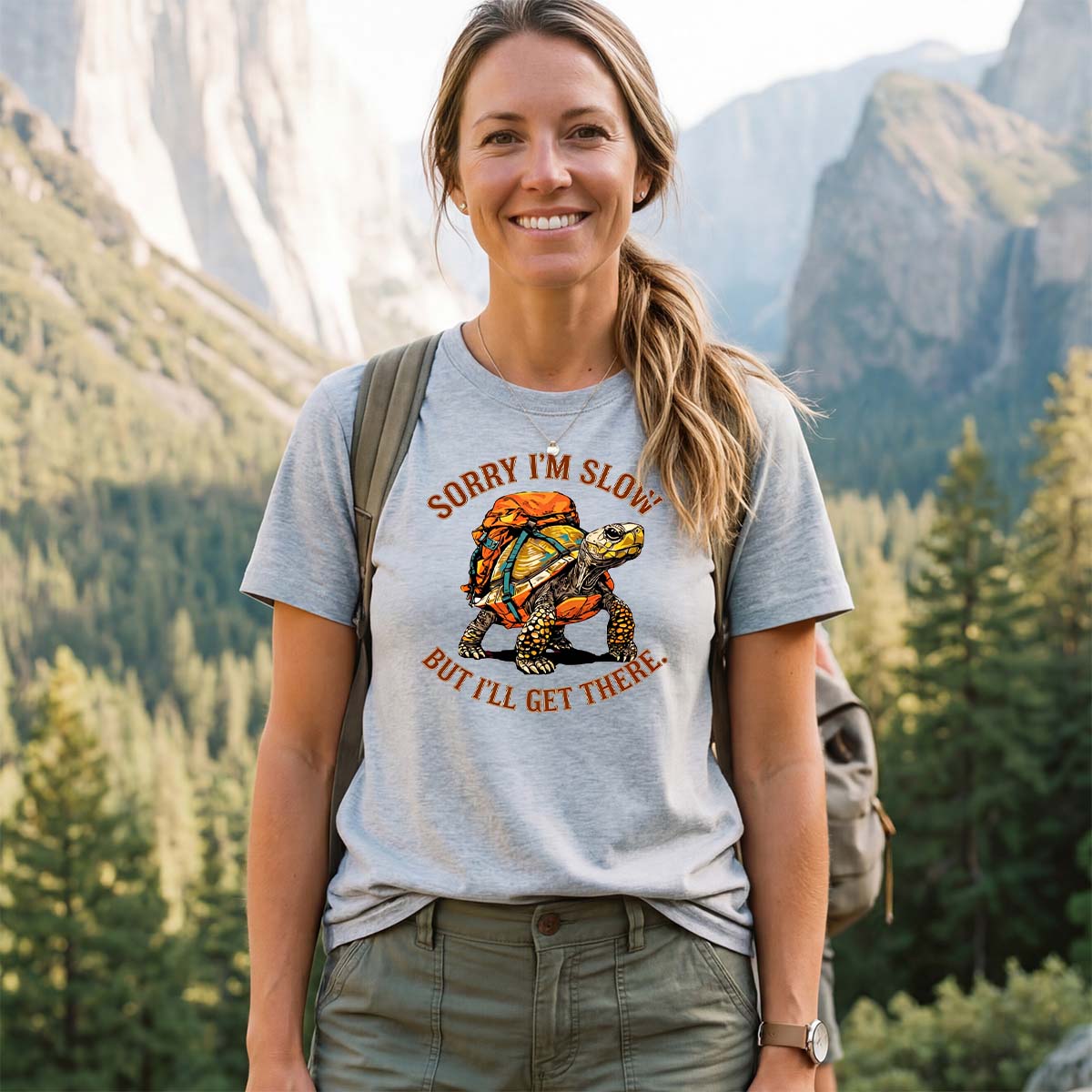 Sorry I'm Slow But I'll Get There Turtle Backpacker T-Shirt