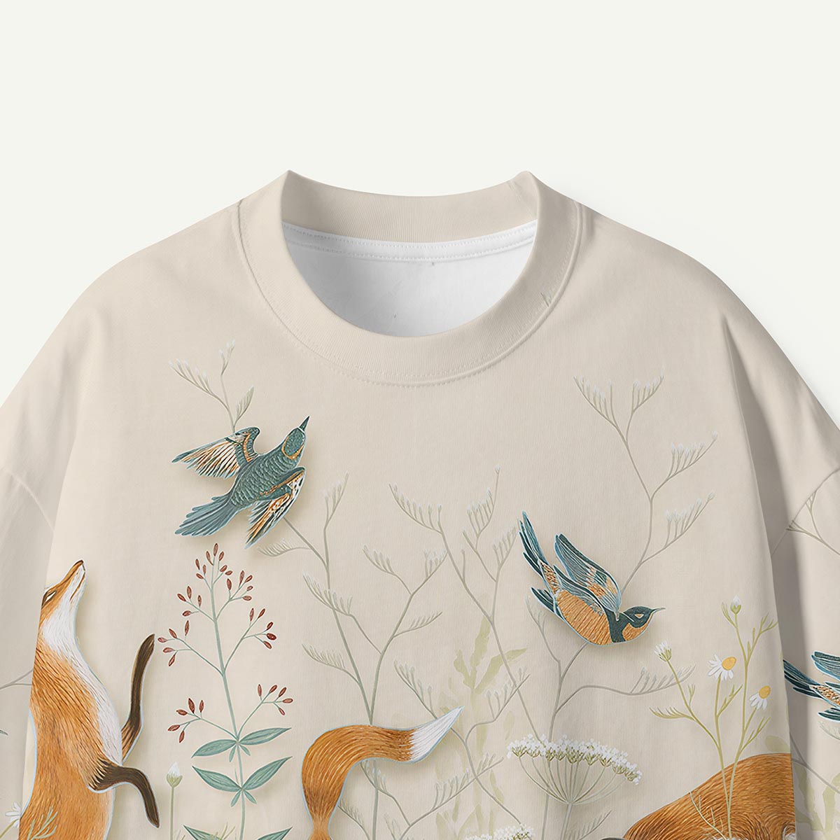 Fox and Wild Birds Botanical Premium Eco Tee