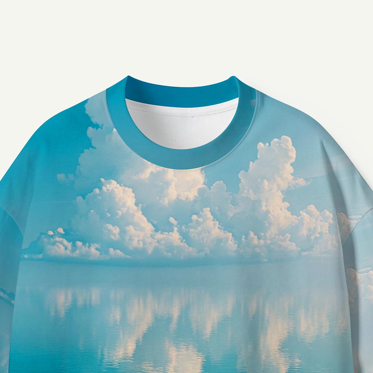 Boat on Calm Lake with Cloud Reflection Premium Eco Tee