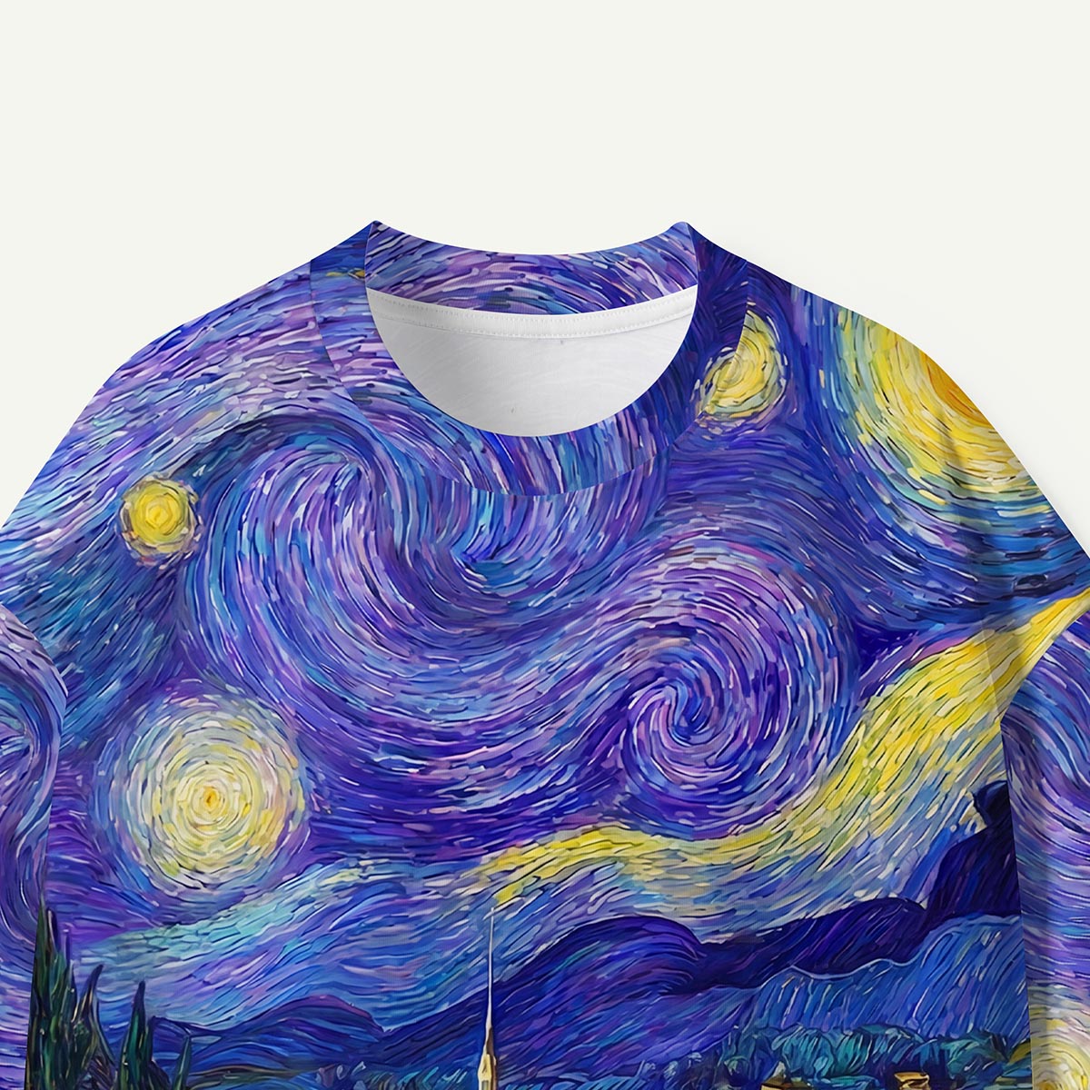 Swirling Night Sky Village Landscape Premium Eco Tee