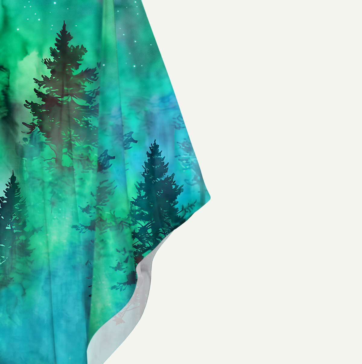 Nature Glowing Forest Tree Sleeve Kaftan Dress