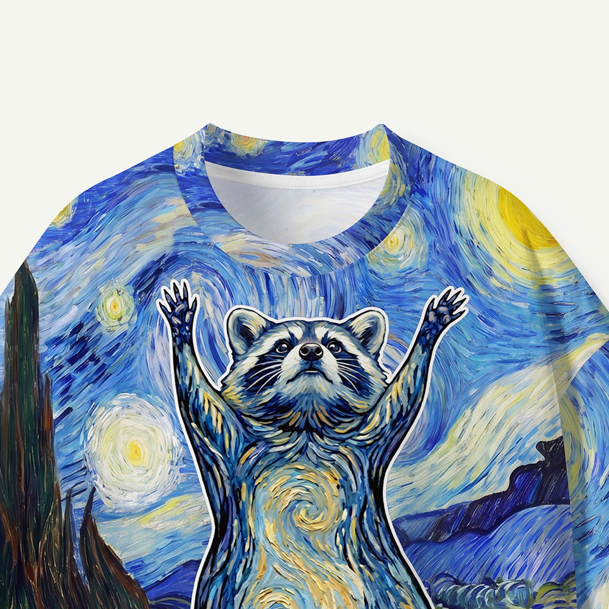 Raccoon Swirl Night Sky Field Let It Gogh Premium Eco Tee