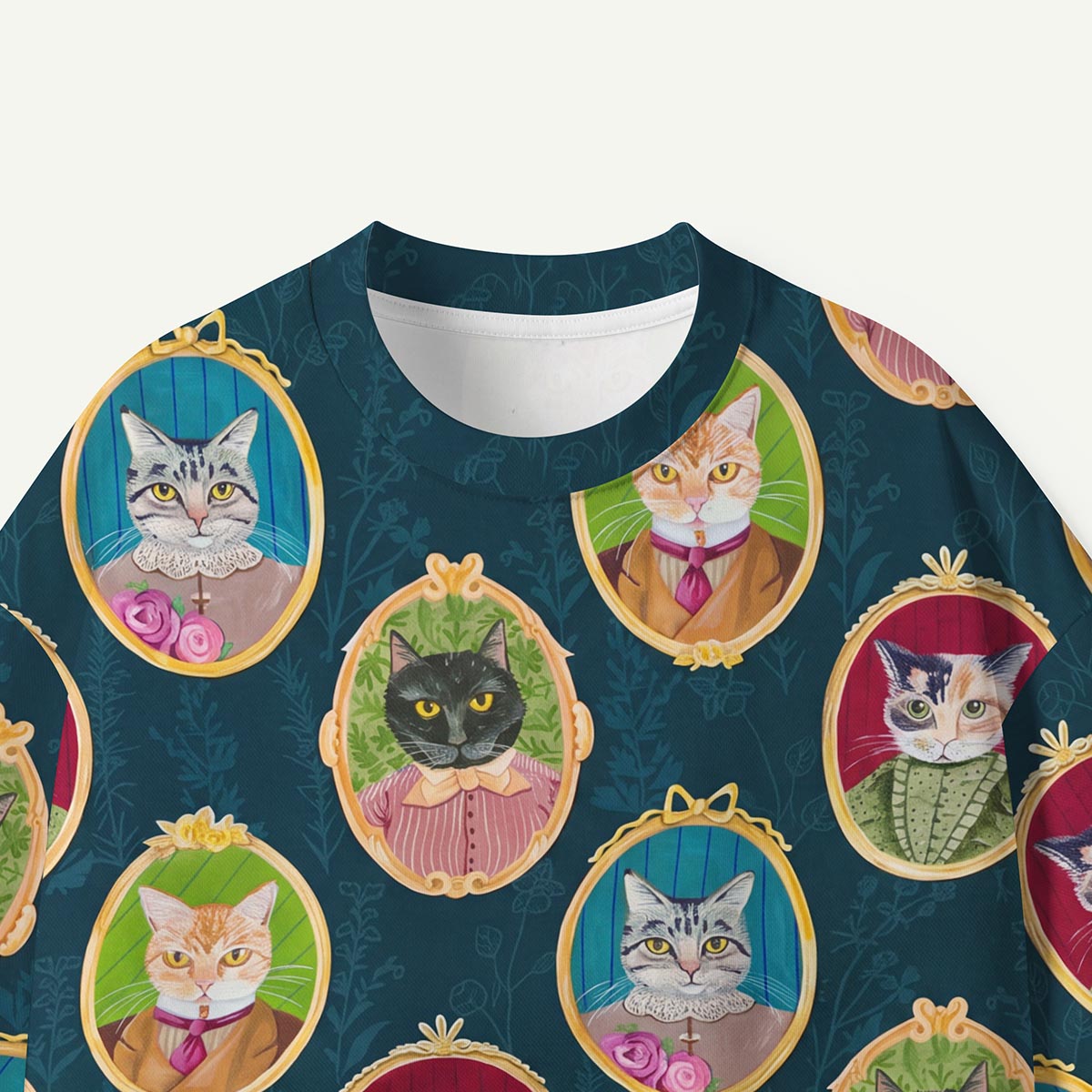 Vintage Cat Portrait All-Over Print Eco T-Shirt