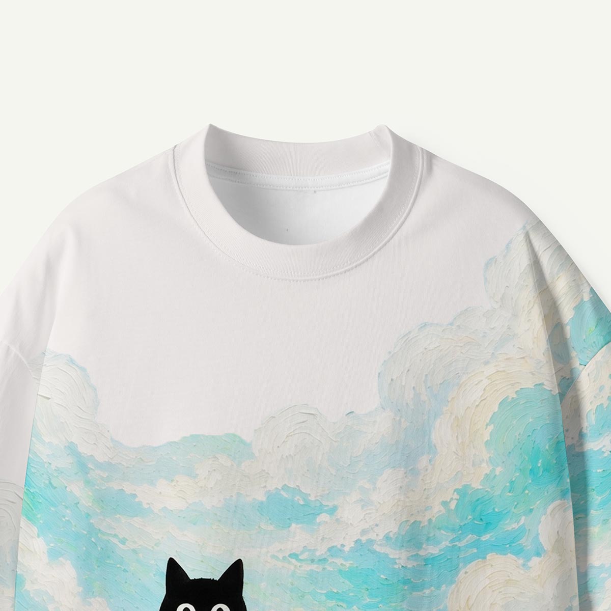 Black Cat on Green Meadow Oil Premium Eco Tee